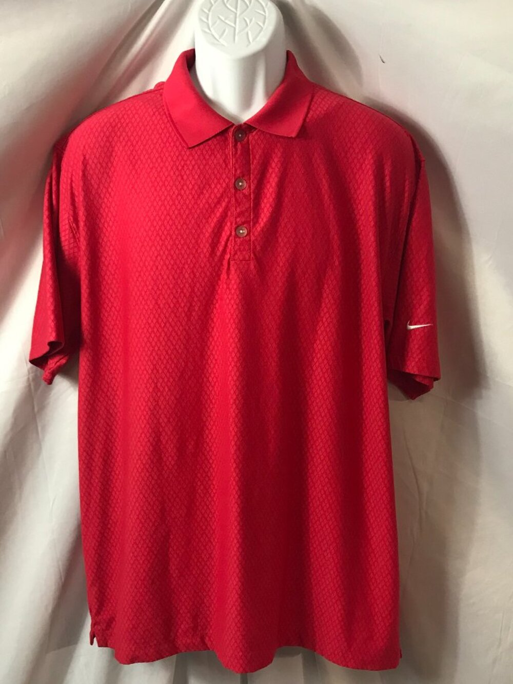 Nike Red Diamonds Designs Patterns Activewear Athletic Sport Cut Polo Shirt